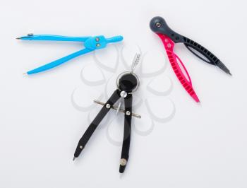 compasses tool at white background, top view
