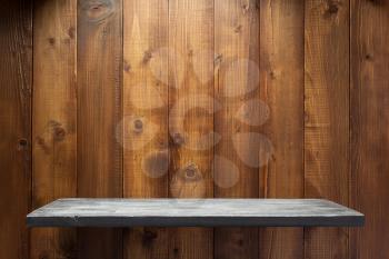 wooden shelf at wall plank background texture