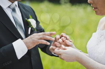Exchange of wedding rings.