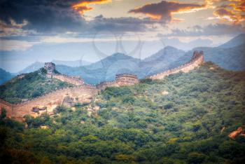 great Chinese wall in the mountains near Beijing