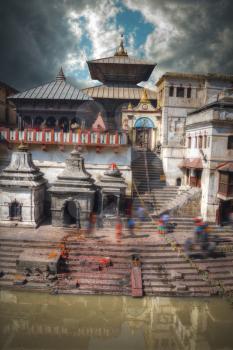 Pashupatinath temple complex of Hinduism, located on the Bagmati River, Kathmandu, Nepal.