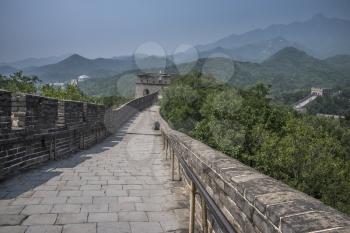 View of the great Chinese wall and mountains.