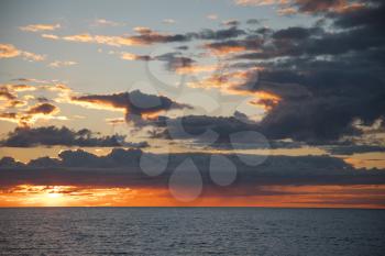 colorful sunset over the evening ocean