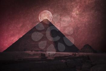 pyramids of Egypt. At night the bloody moon and stars shine