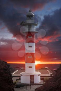 Lighthouse Punta de Teno is Tenerife on the Atlantic Ocean
