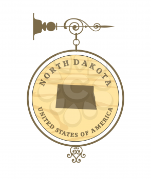 Vintage label with map of North Dakota, vector