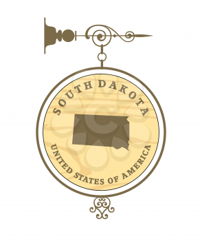 Vintage label with map of South Dakota, vector