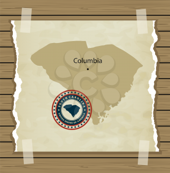 South Carolina map with stamp vintage vector background