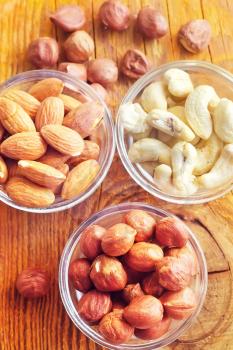 cashew, almond and hazelnuts