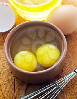 raw eggs in the brawn bowl, Yolks
