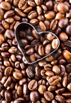 coffee background, coffee beans on a table