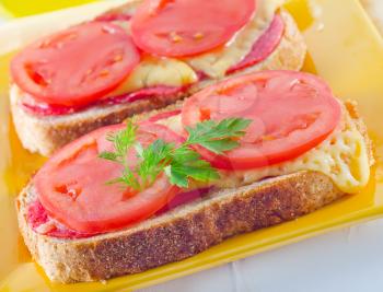 bread with cheese and tomato