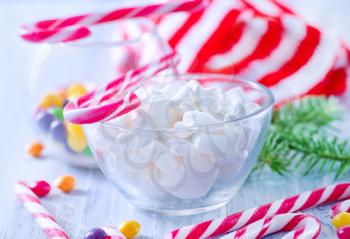 christmas sweety and decoration on a table