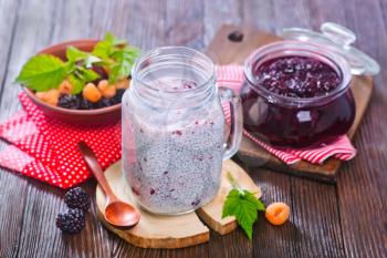 chia pudding with berries in the glass