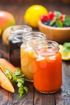 juice from fruit and vegetables in the bank