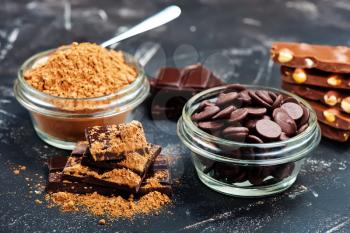 chocolate and cocoa powder on a table