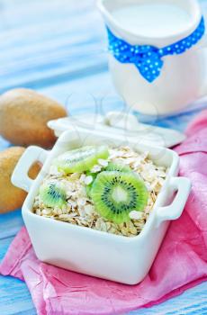 oat flakes with kiwi in the bowl