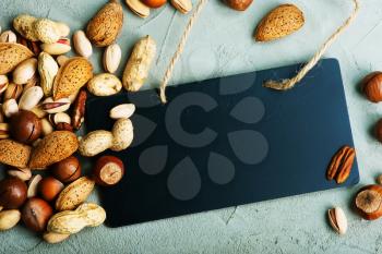 nut mix on a table, varios of nuts