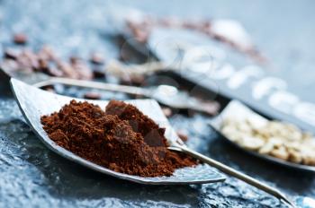 coffee beans on a table, stock photo