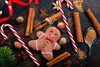 gingerbread with aroma spice on a table, stock photo