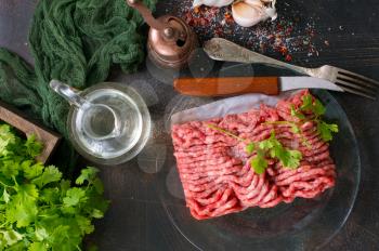 minced meat with salt and aroma spice