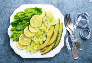 slice of fresh lime and avocado, stock photo