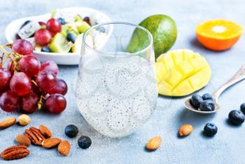 detox drink with chia seeds in glass