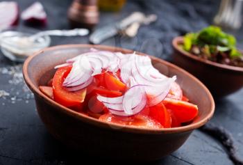 tomato salad in bowl, salad with fresh tomato
