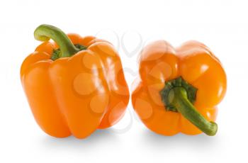 Yellow peppers isolated on white background