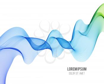 Abstract blue, green color wave design element. Blue and green wave