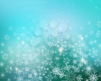 Vector illustration. Abstract Christmas snowflakes background. Blue color