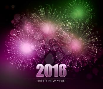 Vector Holiday Fireworks Background. Happy New Year 2016