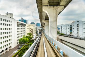 Yurikamome line on the Rainbow bridge in Tokyo, Japan
