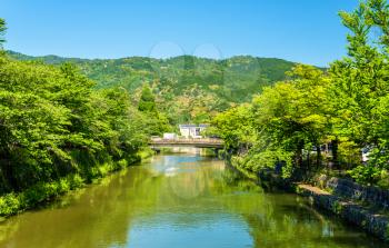 Canal beside Heian Shrine in Kyoto, Japan