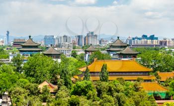 View of Shouhuang Palace in Jingshan Park - Beijing, China.
