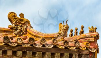 Roof decorations in the Forbidden City, Beijing - China