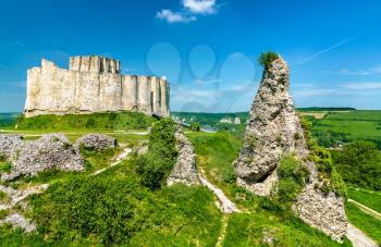 View of Chateau Gaillard, a ruined medieval castle in Les Andelys town - Normandy, France