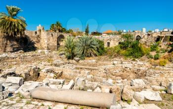 Ancient ruins at the Crusader castle in Byblos. UNESCO World Heritage in Lebanon