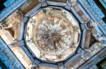 Interior of Jami Masjid, a major tourist attraction at Champaner-Pavagadh Archaeological Park - Gujarat state of India