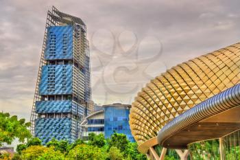 View of Esplanade Theaters and other buildings in Singapore city centre