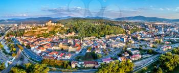 Aerial panorama of the old town of Trencin in Slovakia