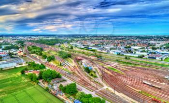 View of Hausbergen Station, a classification yard near Strasbourg - Bas-Rhin, France