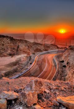 Sunset as seen from Jebel Hafeet mountain, UAE