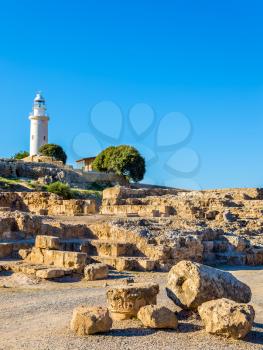 View of lighthouse and Paphos Archaeological Park - Cyprus