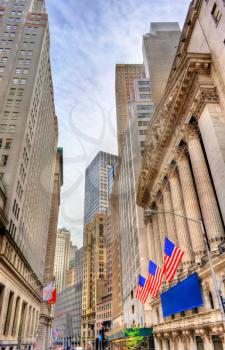 Buildings on Wall Street in Manhattan - New York City, USA