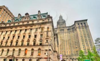 Surrogate's Courthouse and Manhattan Municipal Building in New York City, United States