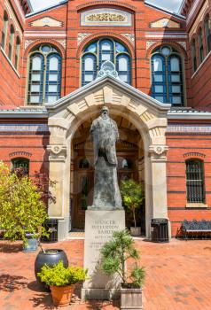 Washington DC, USA - May 7, 2017: Statue of Spencer Fullerton Baird at the Smithsonian museums