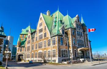 Historic Building in Quebec City near Gare du Palais Station, Canada.
