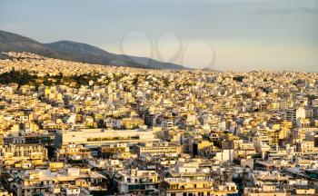 Evening view of Athens, the capital of Greece
