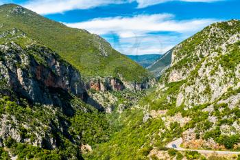 View of the Valley of the Nedonas river in Greece